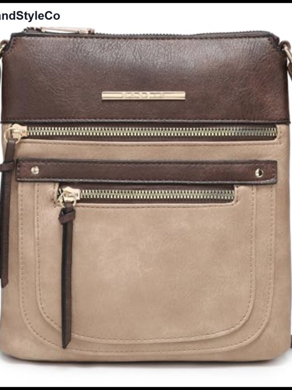 Vegan Leather Crossbody Purse with Multiple Zipper Pockets Adjustable Strap